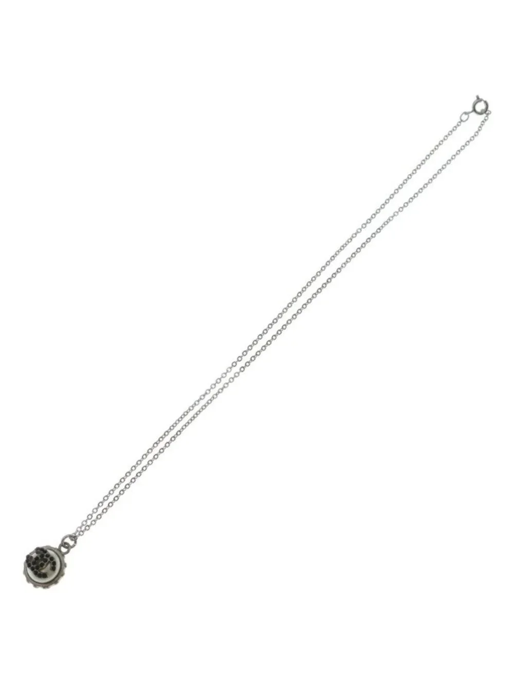 Chanel CC Logo Necklace Silver Metal